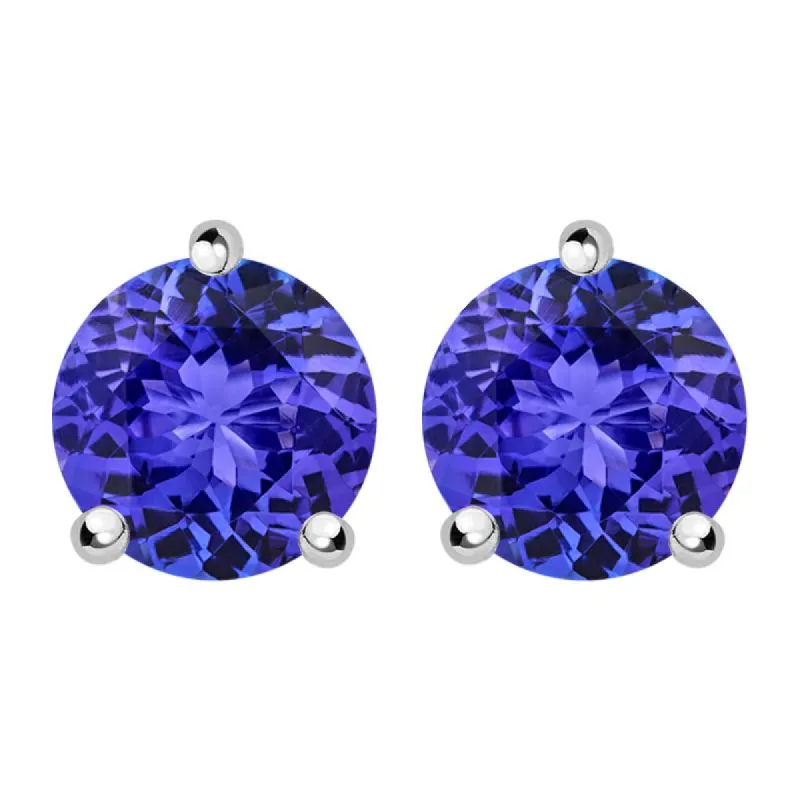 18ct White Gold 1.06ct Tanzanite Brilliant Cut Solitaire Stud Earrings D sold by Jura Watches