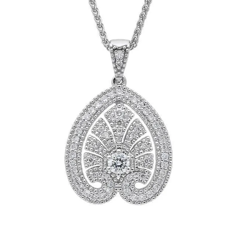 18ct White Gold 0.52 Carat Diamond Style & Fashion Small Leaf Necklace sold by Jura Watches