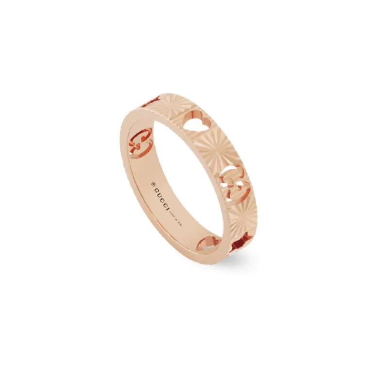 Gucci Icon 18ct Rose Gold Heart Band Ring D sold by Jura Watches