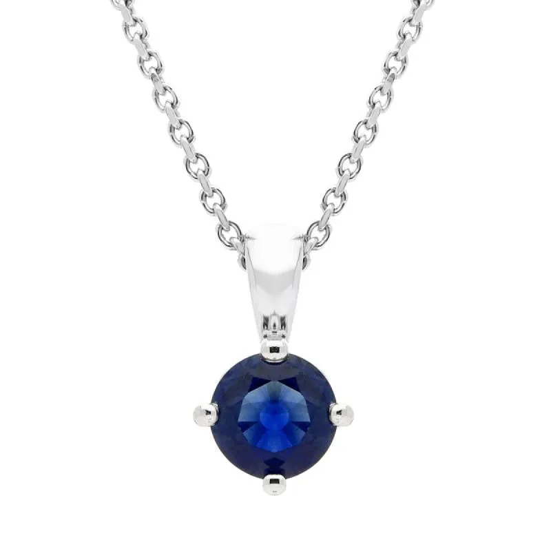 18ct White Gold 0.56ct Sapphire Round Cut Necklace sold by Jura Watches