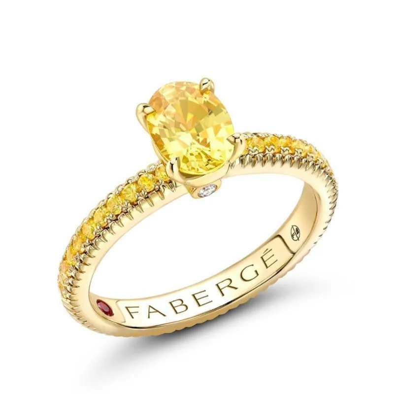 Faberge Colours of Love 18ct Yellow Gold Yellow Sapphire Fluted Ring sold by Jura Watches