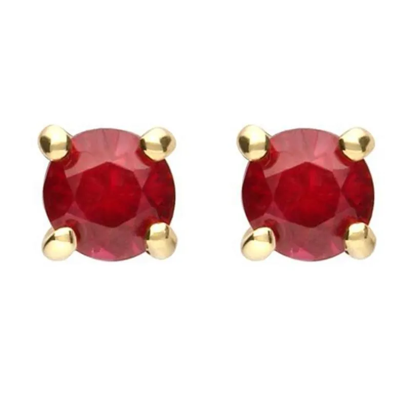 18ct Yellow Gold 0.69ct Ruby Brilliant Cut Stud Earrings sold by Jura Watches