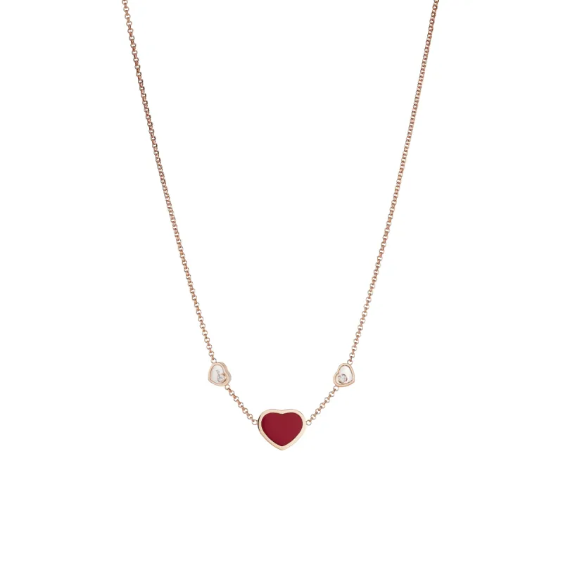 Chopard Happy Hearts 18ct Rose Gold Red Stone Necklace sold by Jura Watches