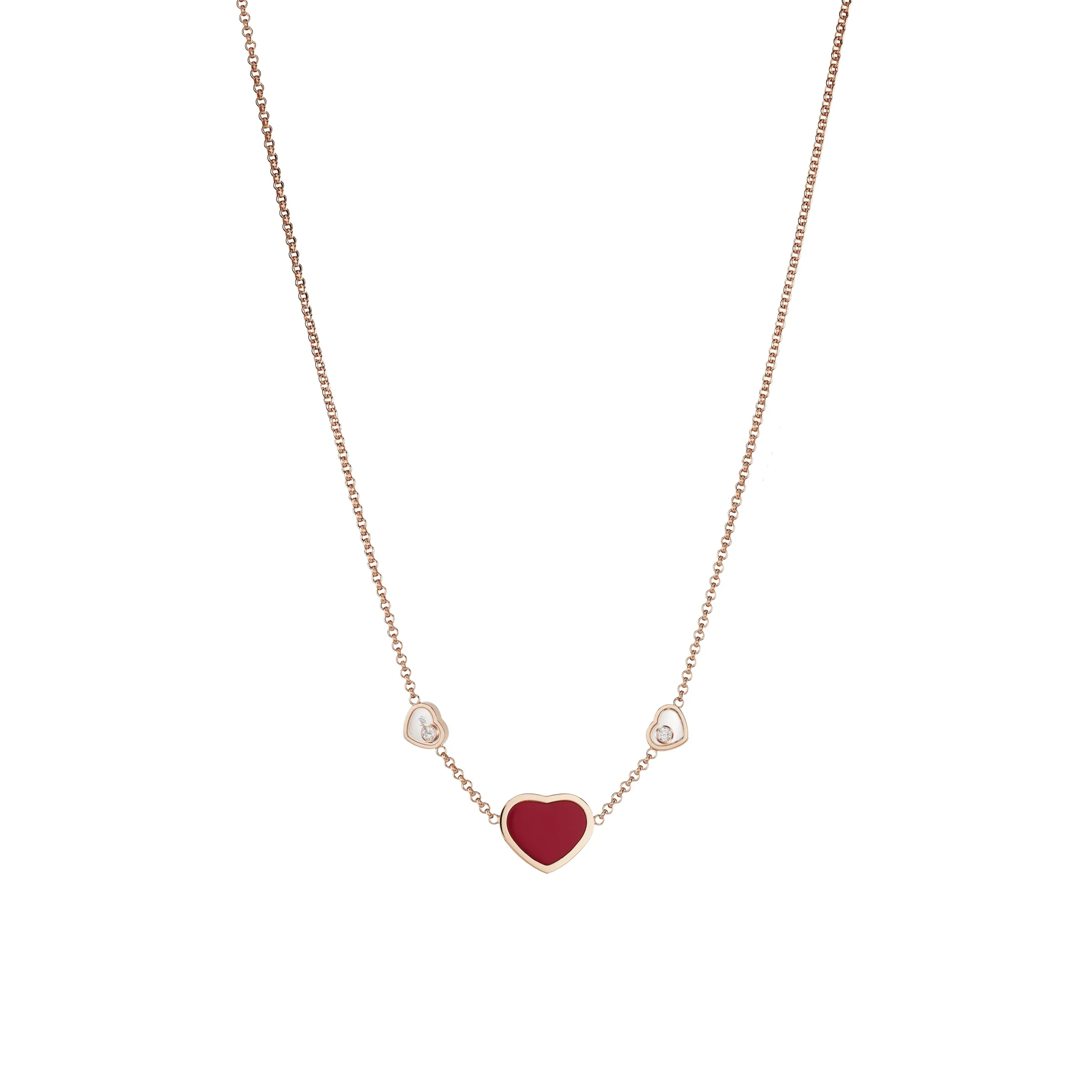 Chopard Happy Hearts 18ct Rose Gold Red Stone Necklace sold by Jura Watches
