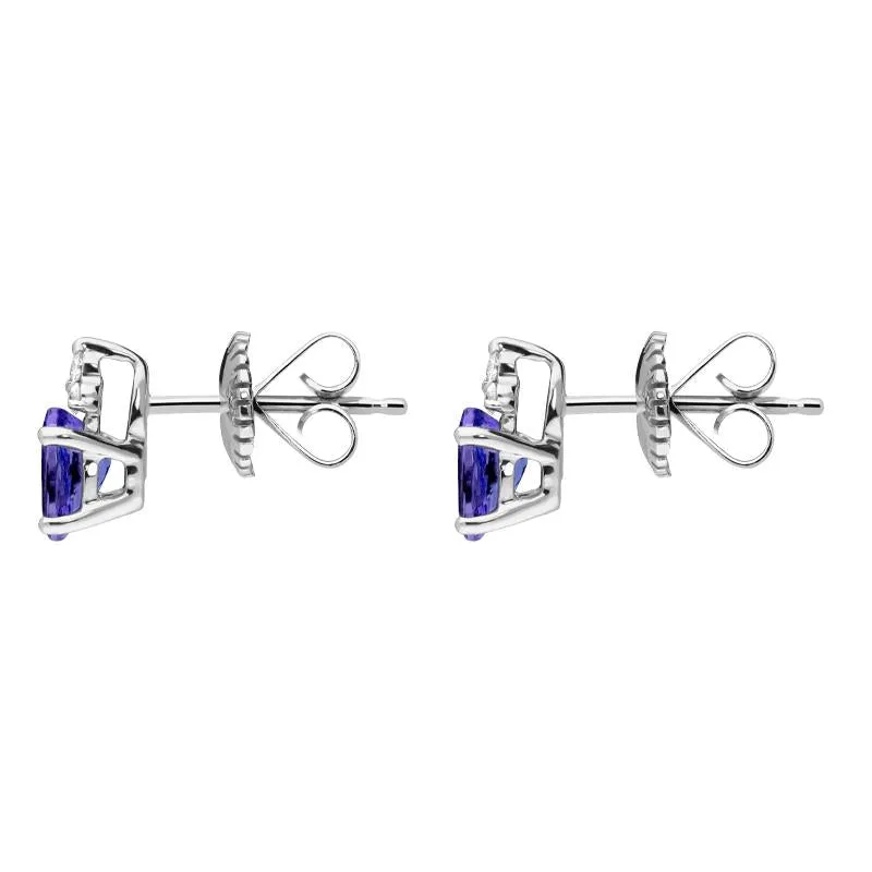 18ct White Gold 0.90ct Tanzanite Diamond Oval Stud Earrings D sold by Jura Watches product image thumbnail 2