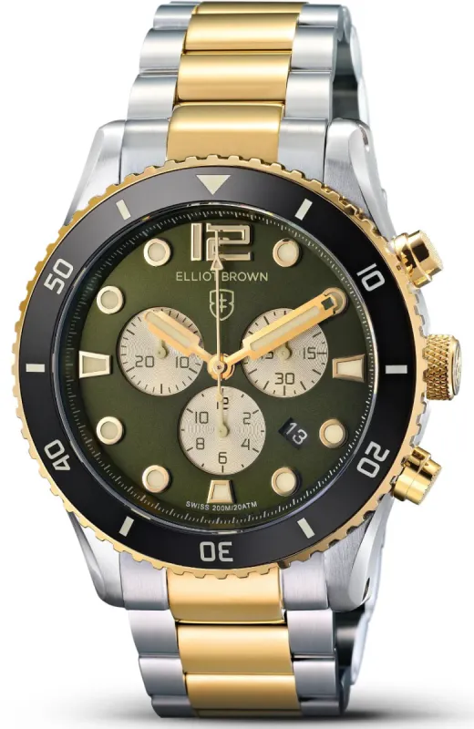 Elliot Brown Bloxworth Chrono Green Bracelet D sold by Jura Watches