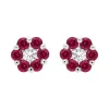 18ct White Gold 0.41ct Ruby Diamond Floral Cluster Earrings sold by Jura Watches