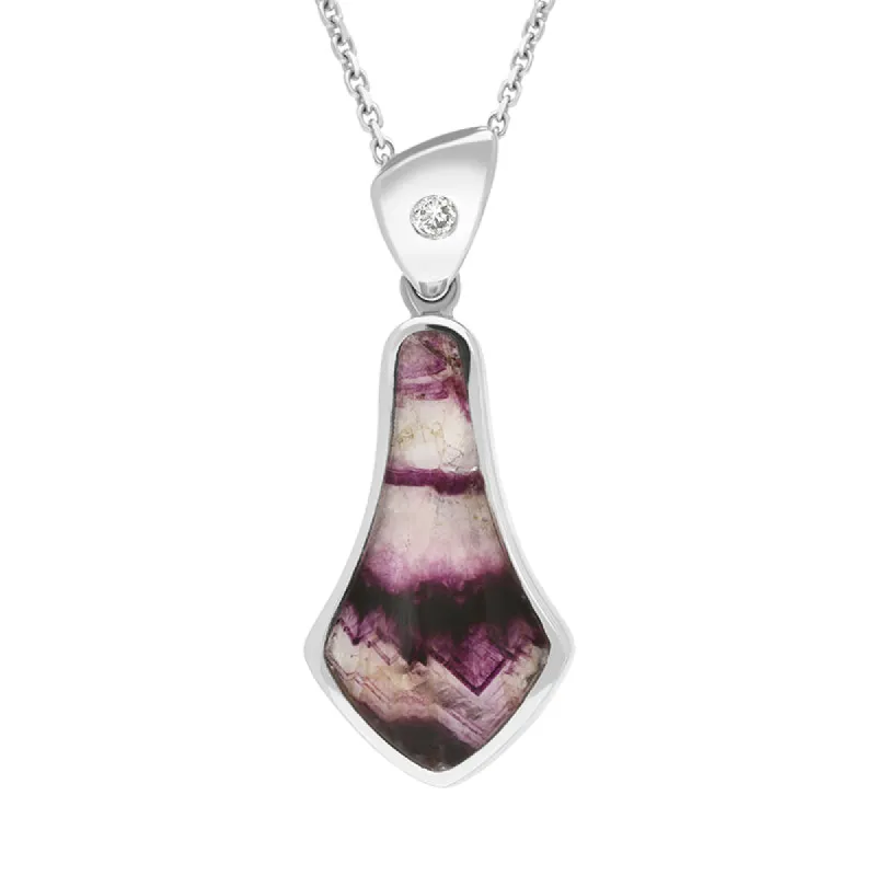 18ct White Gold Blue John Diamond Unique Necklace D sold by Jura Watches