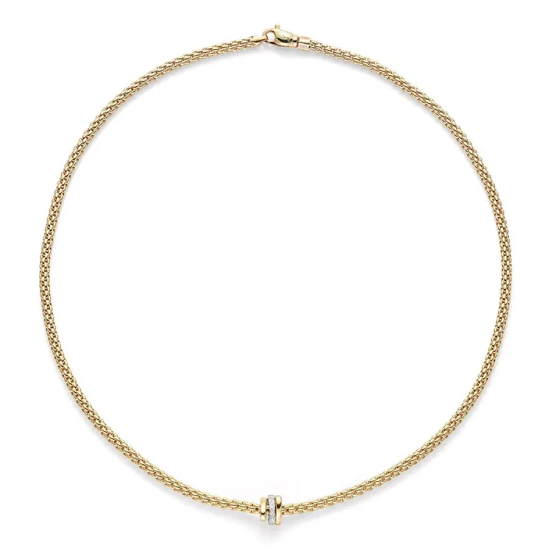Fope Flex'It Prima 18ct Yellow Gold Diamond 80cm Necklace sold by Jura Watches