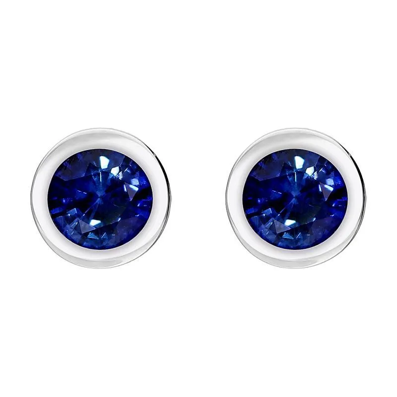 18ct White Gold Sapphire Bezel Set Solitaire Stud Earrings sold by Jura Watches