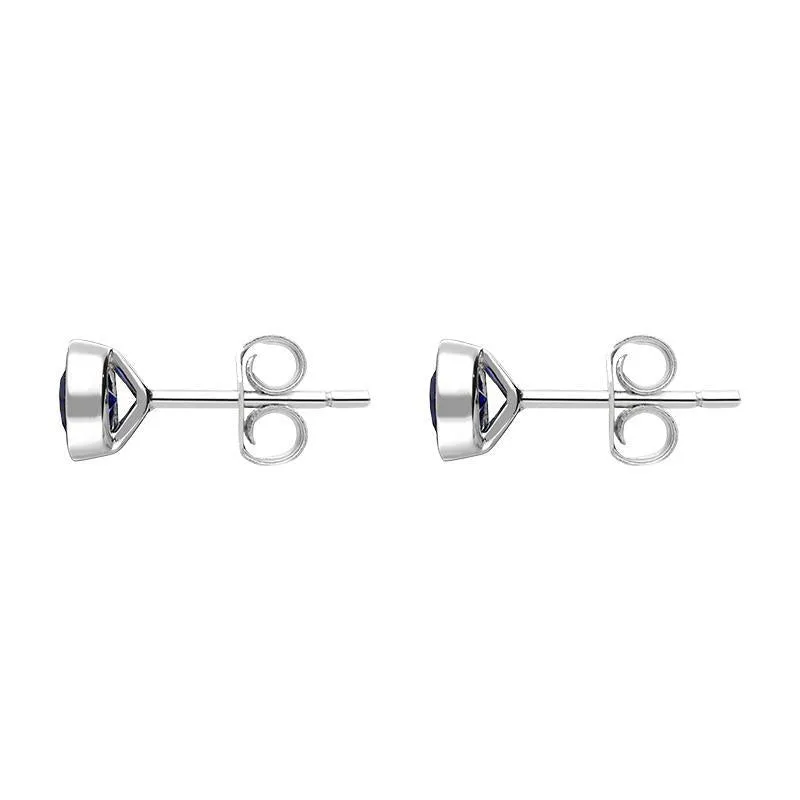 18ct White Gold Sapphire Bezel Set Solitaire Stud Earrings sold by Jura Watches product image thumbnail 2