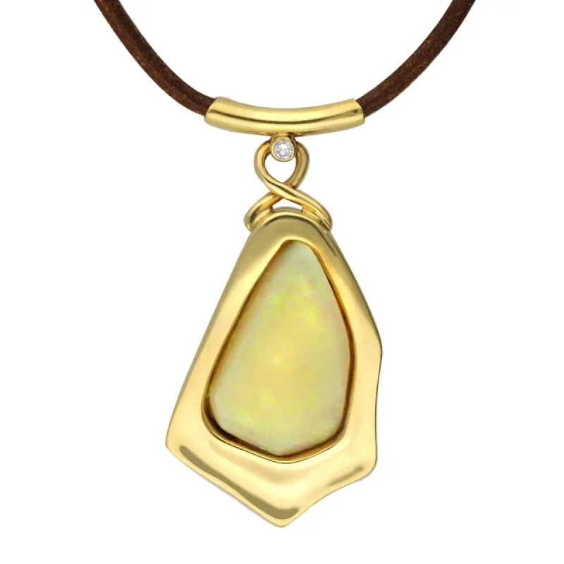18ct Yellow Gold Opal Diamond Unique Necklace D sold by Jura Watches