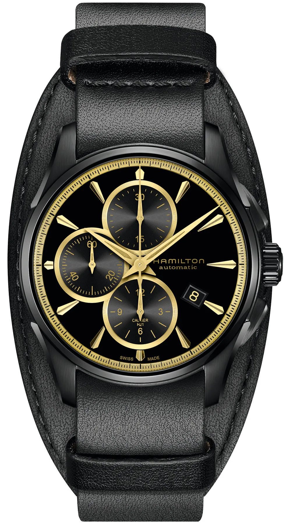 Hamilton Watch Jazzmaster Auto Chrono Black & Gold sold by Jura Watches