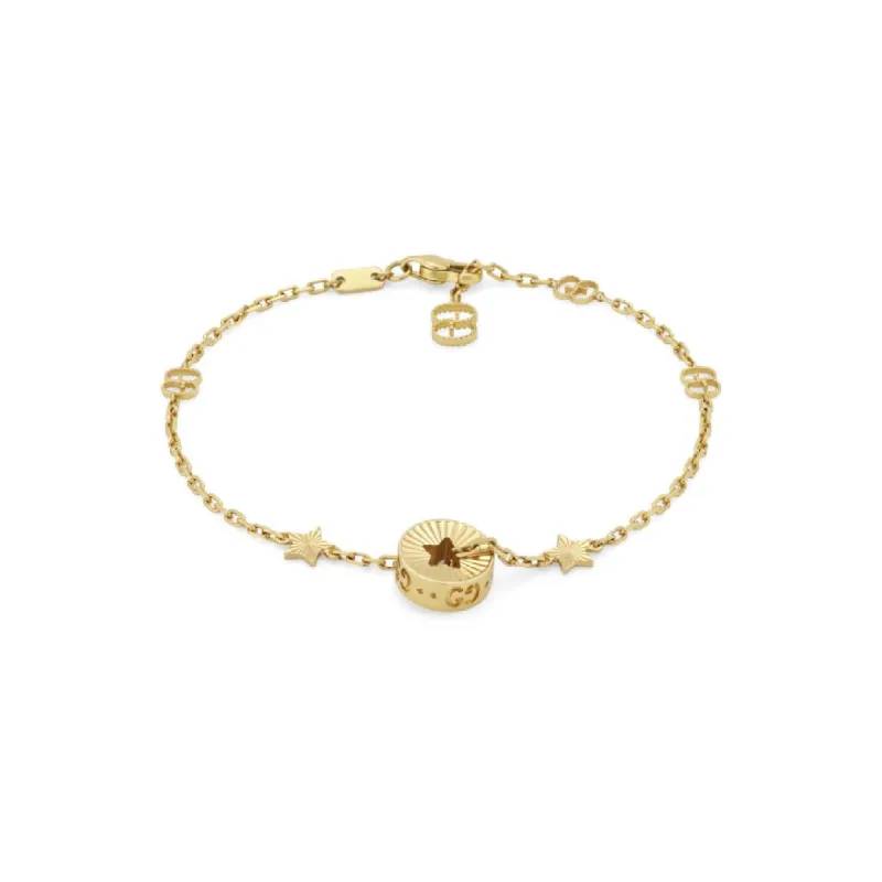 Gucci Icon 18ct Yellow Gold Open Heart Chain Bracelet sold by Jura Watches