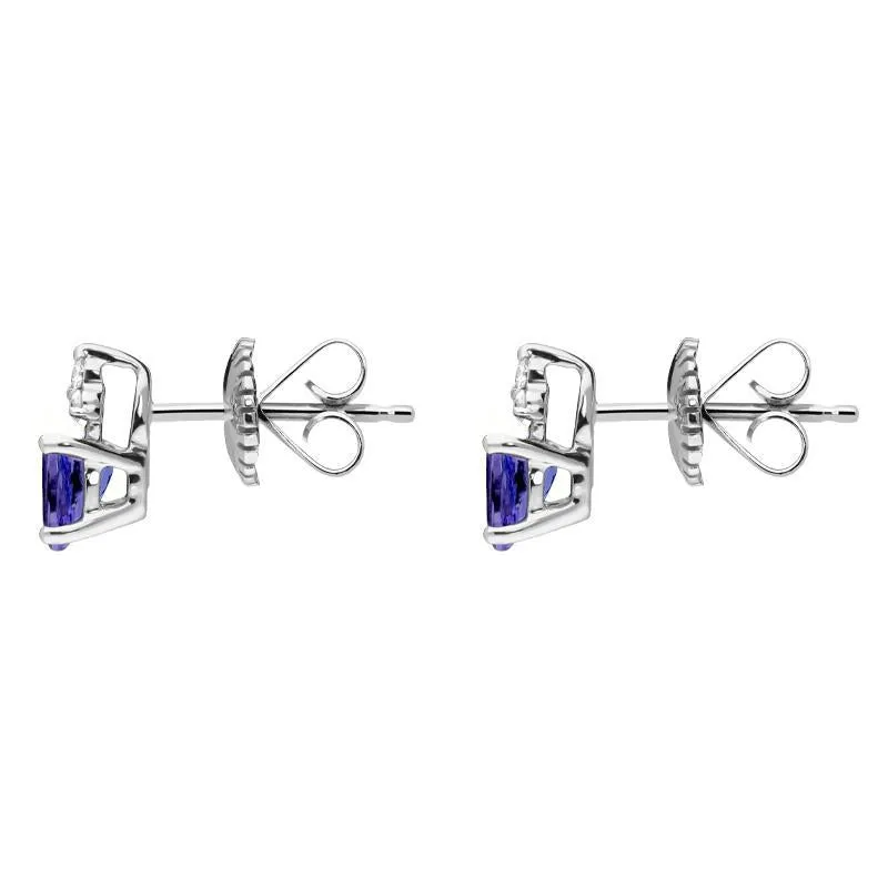 18ct White Gold 0.71ct Tanzanite Diamond Triangle Stud Earrings D sold by Jura Watches product image thumbnail 2