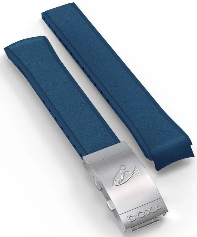 Doxa Strap SUB 300 Rubber Navy Blue With Folding Clasp sold by Jura Watches