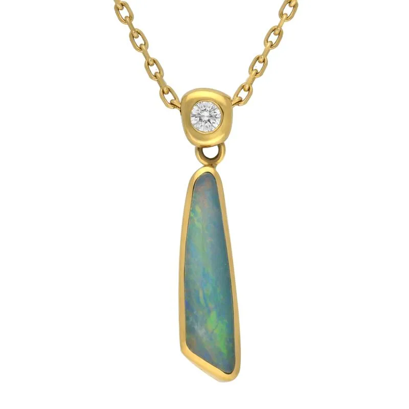 18ct Yellow Gold Opal Diamond Unique Organic Necklace D sold by Jura Watches