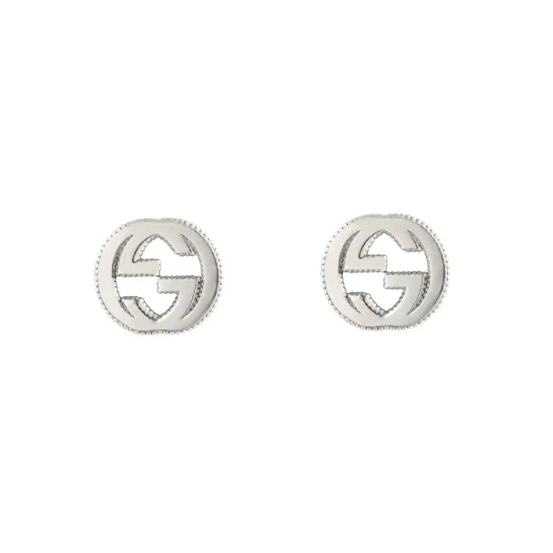 Gucci Interlocking Motif Sterling Silver Stud Earrings D sold by Jura Watches