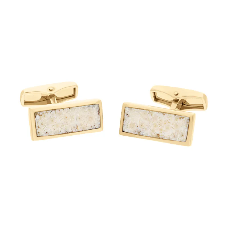 9ct Yellow Gold Coquina Slim Oblong Cufflinks sold by Jura Watches