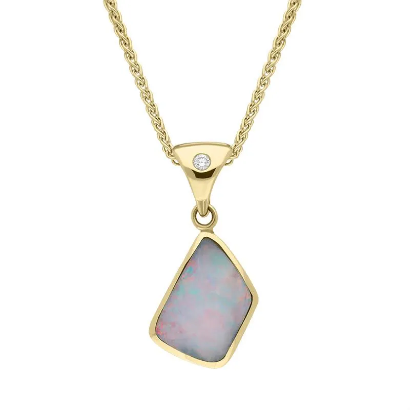 18ct Yellow Gold Opal Diamond Unique Organic Necklace sold by Jura Watches