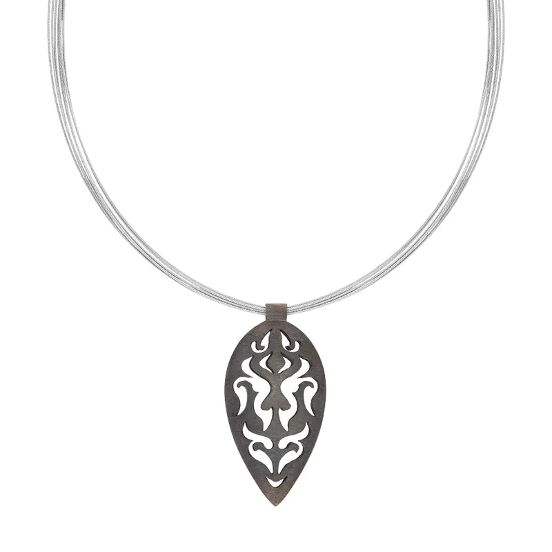 Sterling Silver Black Rhodium Cut Out Leaf Necklace D sold by Jura Watches