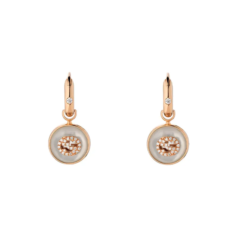 Gucci Interlocking 18ct Rose Gold Hoop Mother Of Pearl Earrings D sold by Jura Watches