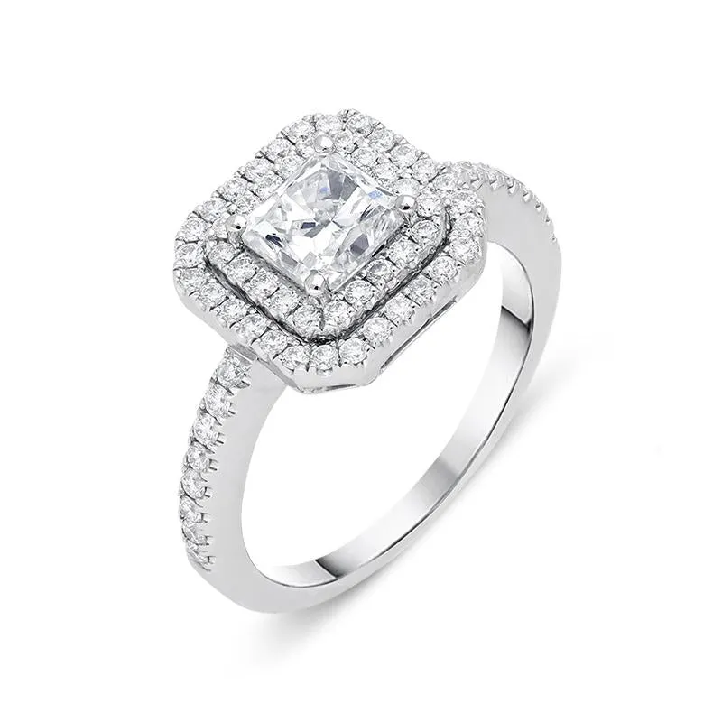 Platinum 1.43ct Diamond Cushion Halo Ring sold by Jura Watches product image thumbnail 3