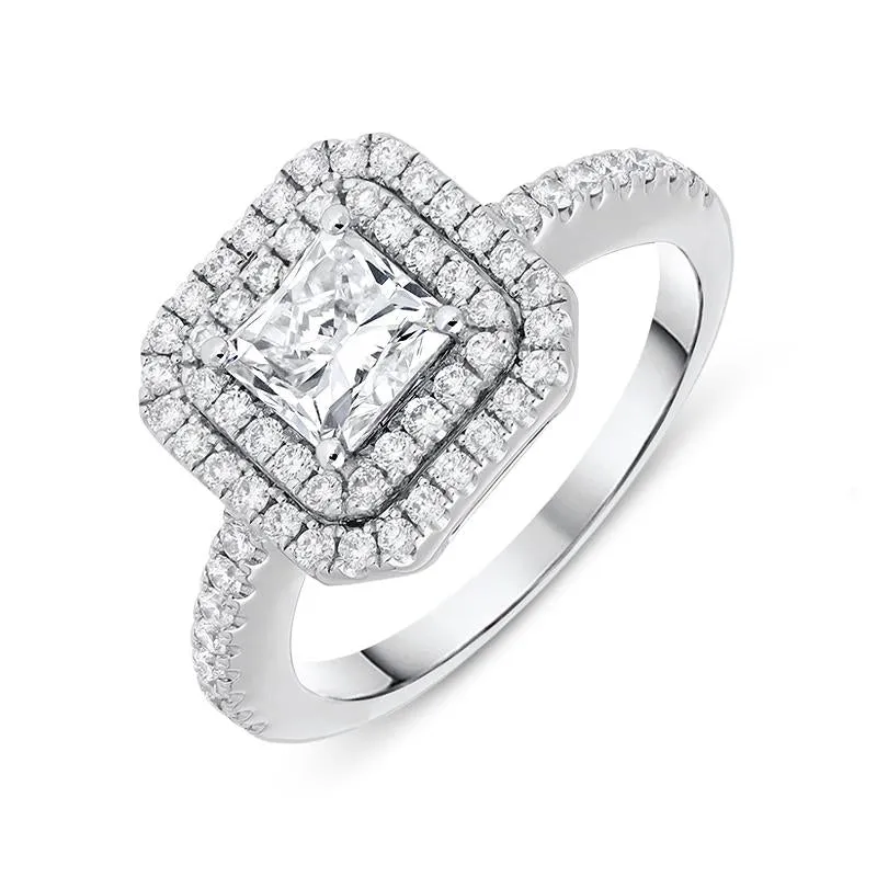 Platinum 1.43ct Diamond Cushion Halo Ring sold by Jura Watches