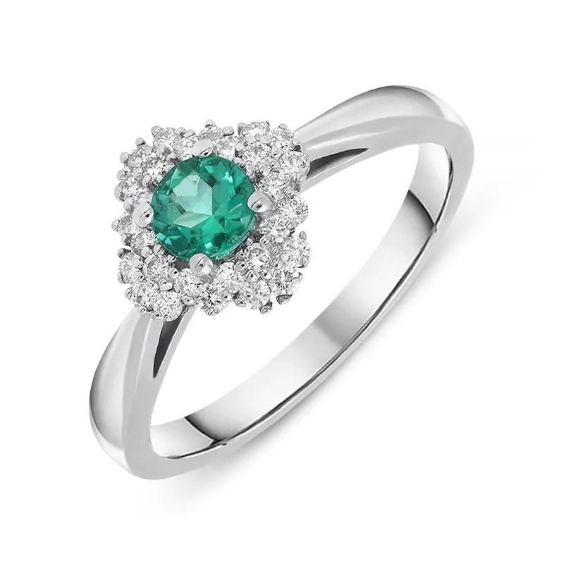 18ct White Gold 0.31ct Emerald and Diamond Ring D sold by Jura Watches