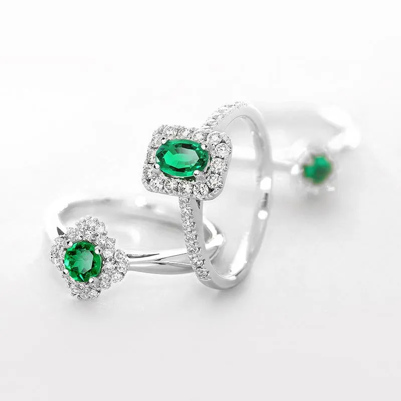 18ct White Gold 0.31ct Emerald and Diamond Ring D sold by Jura Watches product image thumbnail 3