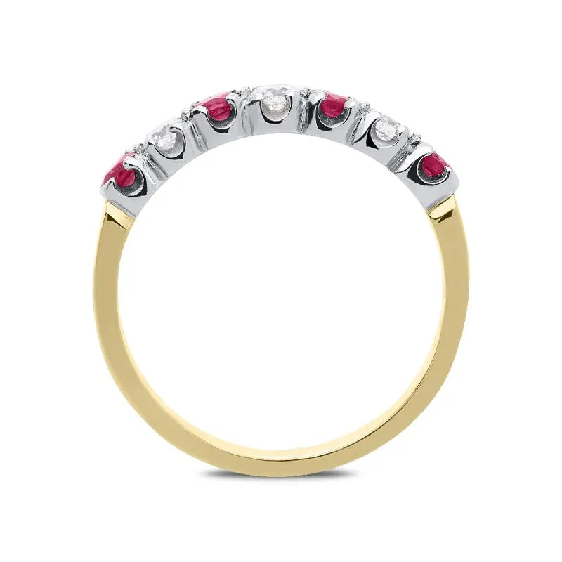 18ct Yellow Gold 0.35ct Ruby Diamond Half Eternity Ring sold by Jura Watches product image thumbnail 2