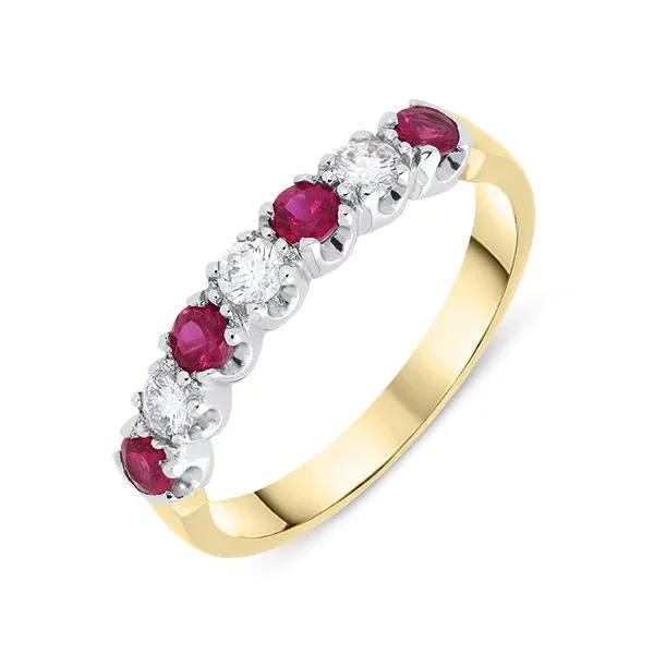 18ct Yellow Gold 0.35ct Ruby Diamond Half Eternity Ring sold by Jura Watches