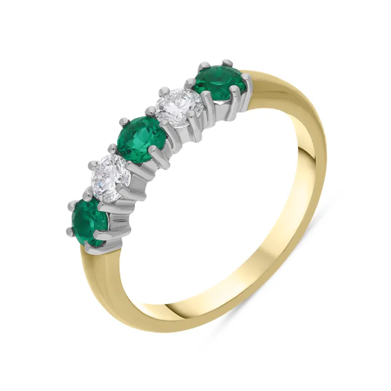 18ct Yellow Gold 0.46ct Emerald and Diamond Half Eternity Ring sold by Jura Watches
