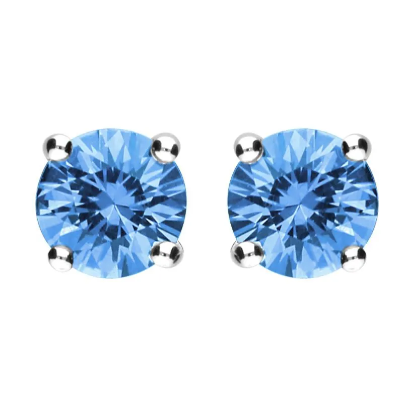 18ct White Gold 0.93ct Aquamarine Solitaire Stud Earrings sold by Jura Watches