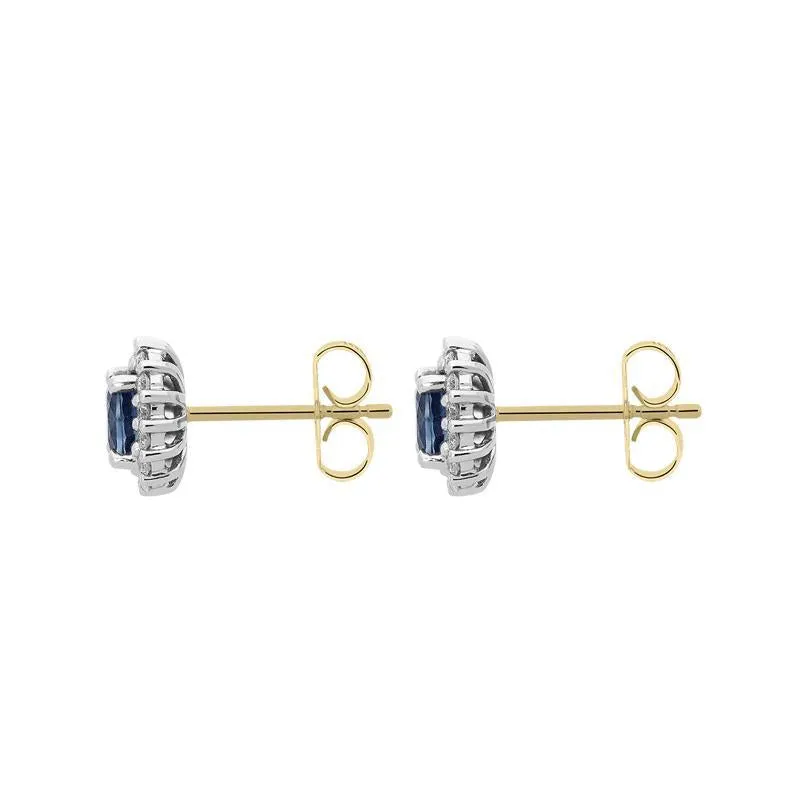 18ct White Gold 0.94ct Sapphire Diamond Oval Cluster Earrings sold by Jura Watches product image thumbnail 2