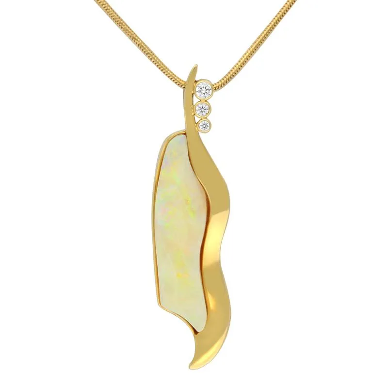 18ct Yellow Gold Opal Diamond Unique Wavy Necklace D sold by Jura Watches