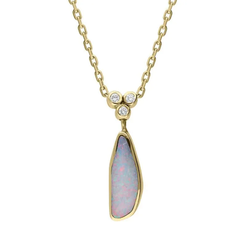 18ct Yellow Gold Opal Diamond Unique Necklace D sold by Jura Watches