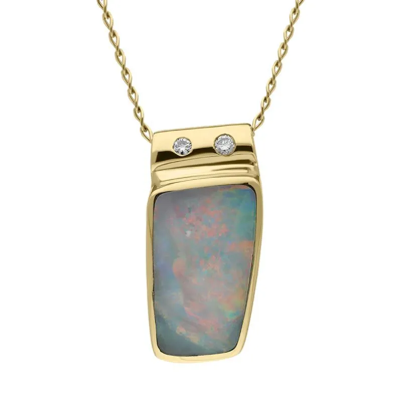 18ct Yellow Gold Opal 0.02ct Diamond Unique Necklace sold by Jura Watches
