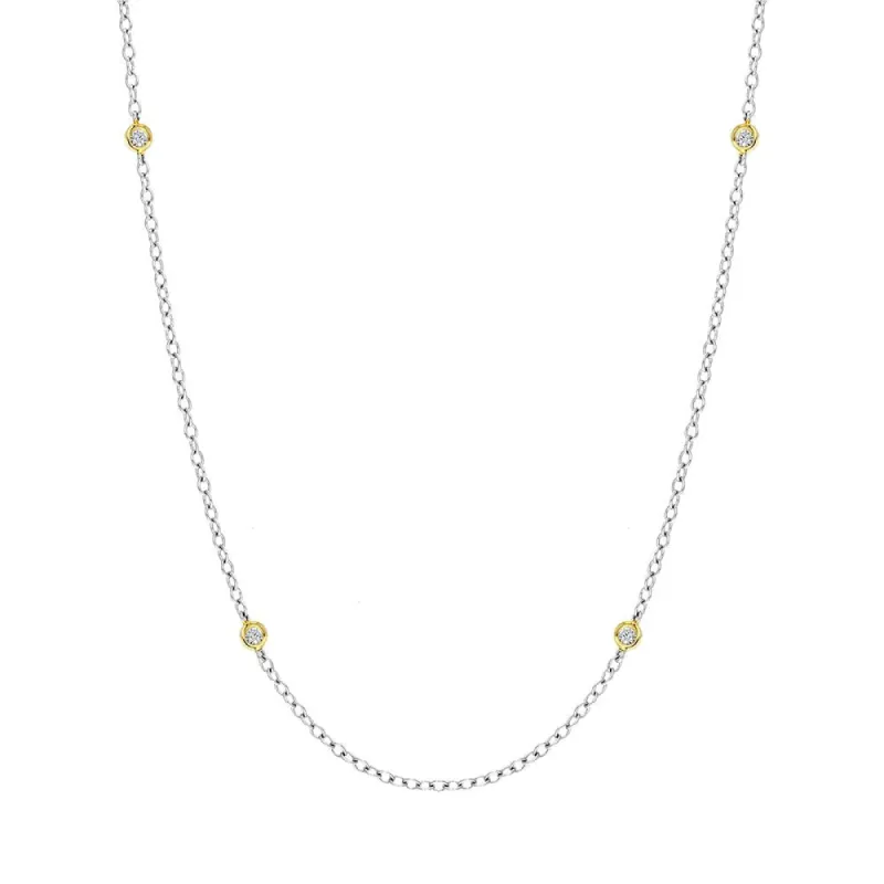 18ct White and Yellow Gold Diamond Long Necklet D sold by Jura Watches