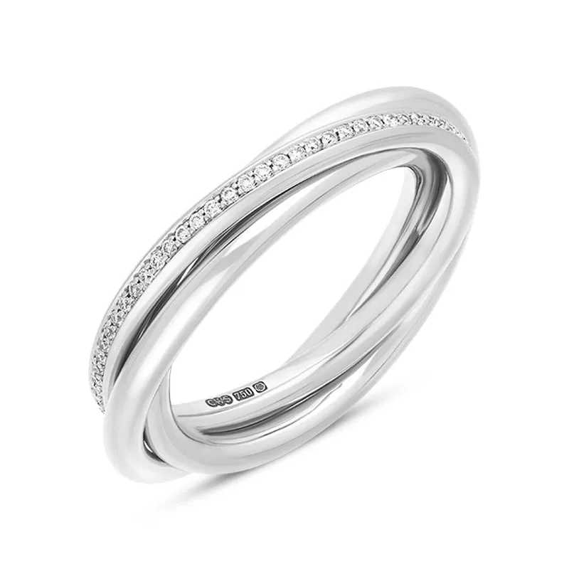 18ct White Gold 0.16ct Diamond Three Band Eternity Ring sold by Jura Watches
