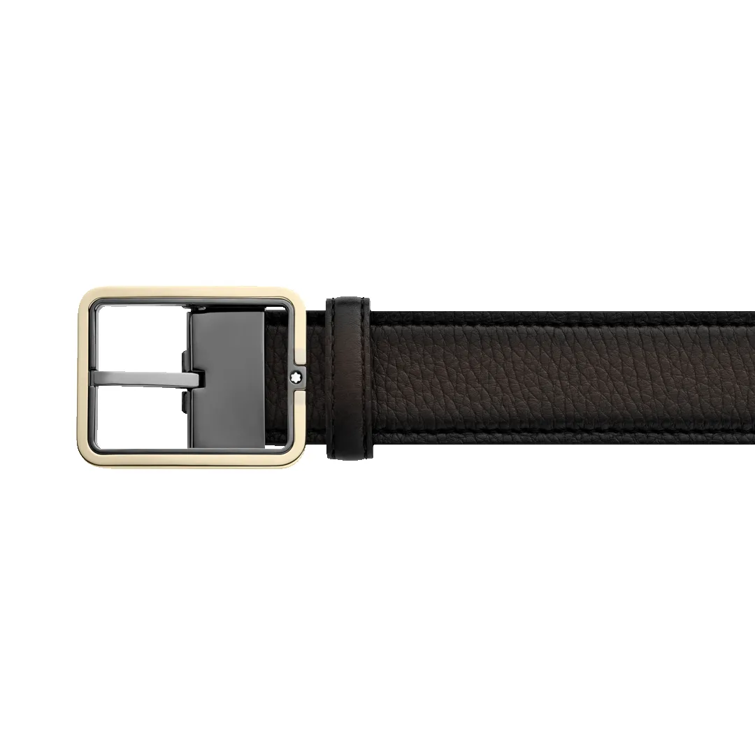 Montblanc 35mm Rectangular Frame Shiny Light Gold Leather Belt Brown sold by Jura Watches product image thumbnail 3