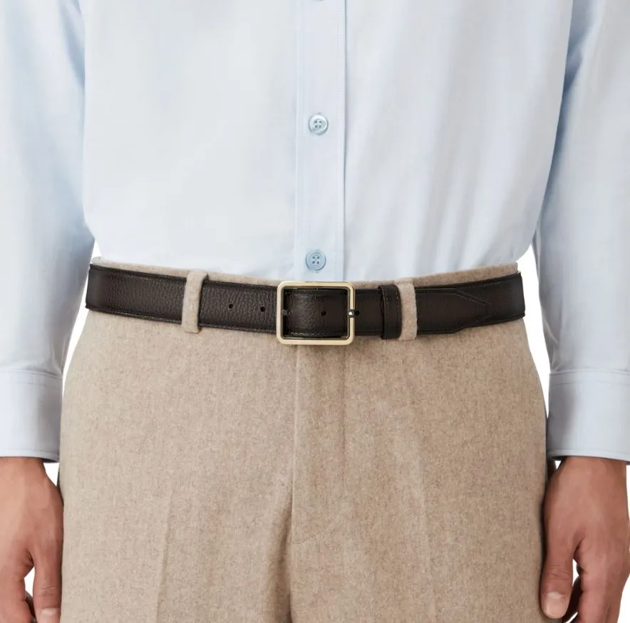 Montblanc 35mm Rectangular Frame Shiny Light Gold Leather Belt Brown sold by Jura Watches product image thumbnail 2