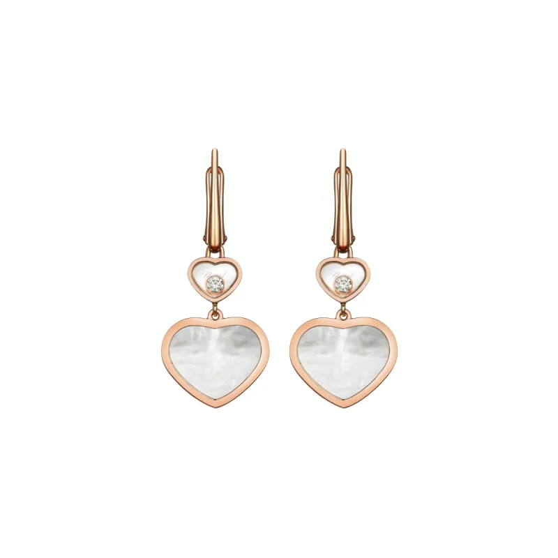 Chopard Happy Hearts 18ct Rose Gold Diamond Mother of Pearl Earrings sold by Jura Watches