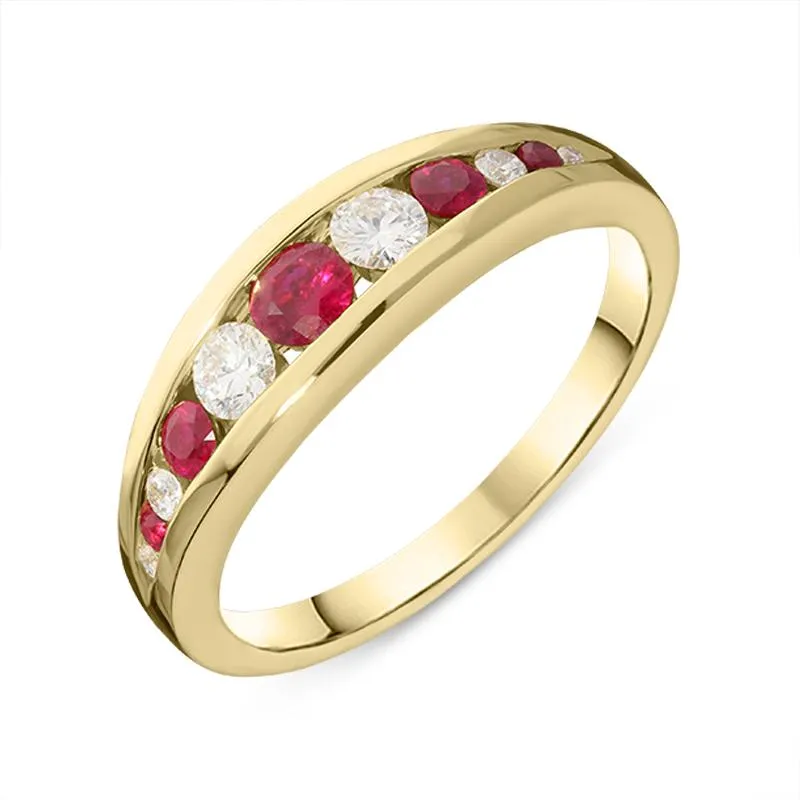 18ct Yellow Gold 0.33ct Ruby Diamond Graduating Half Eternity Ring D sold by Jura Watches