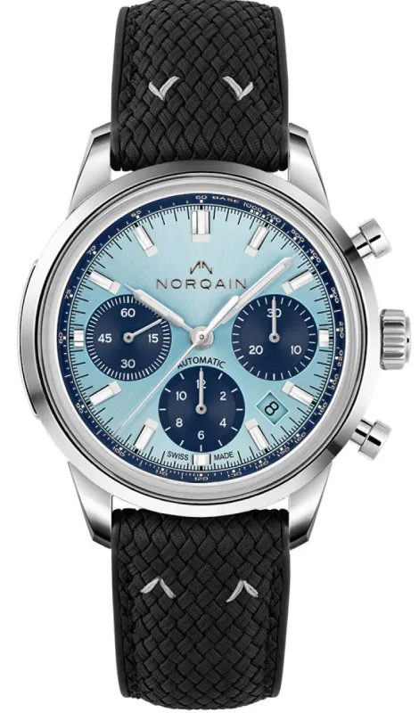 Norqain Freedom 60 Chrono 40mm Sky Blue Rubber Limited Edition made by Jura Watches