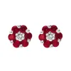 18ct White Gold 0.42ct Ruby Diamond Cluster Earrings sold by Jura Watches