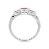 18ct White Gold 0.67ct Ruby Diamond Trilogy Cluster Ring sold by Jura Watches