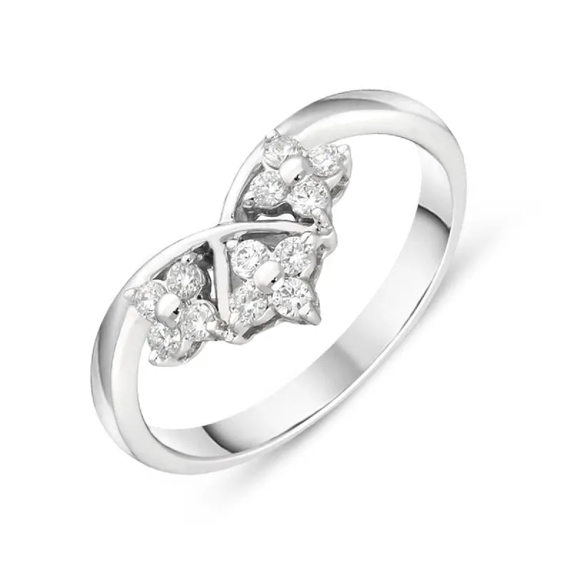 18ct White Gold 0.20ct Diamond Three Flower Ring sold by Jura Watches