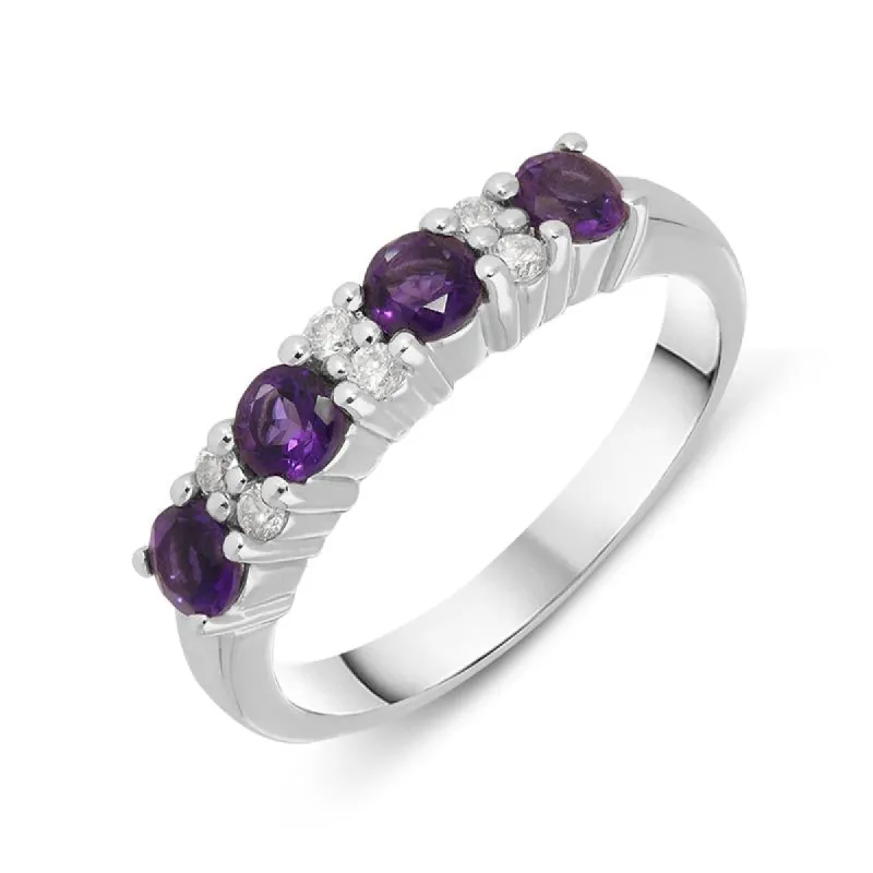 18ct White Gold 0.72ct Amethyst Diamond Ring sold by Jura Watches