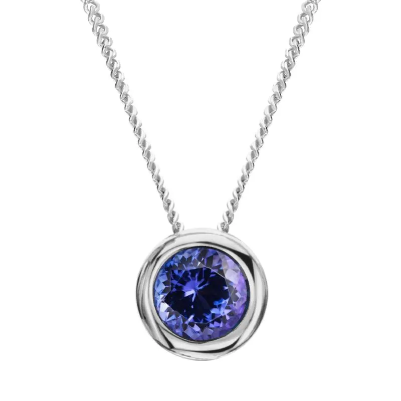 18ct White Gold 0.56ct Tanzanite Martini Slider Necklace sold by Jura Watches